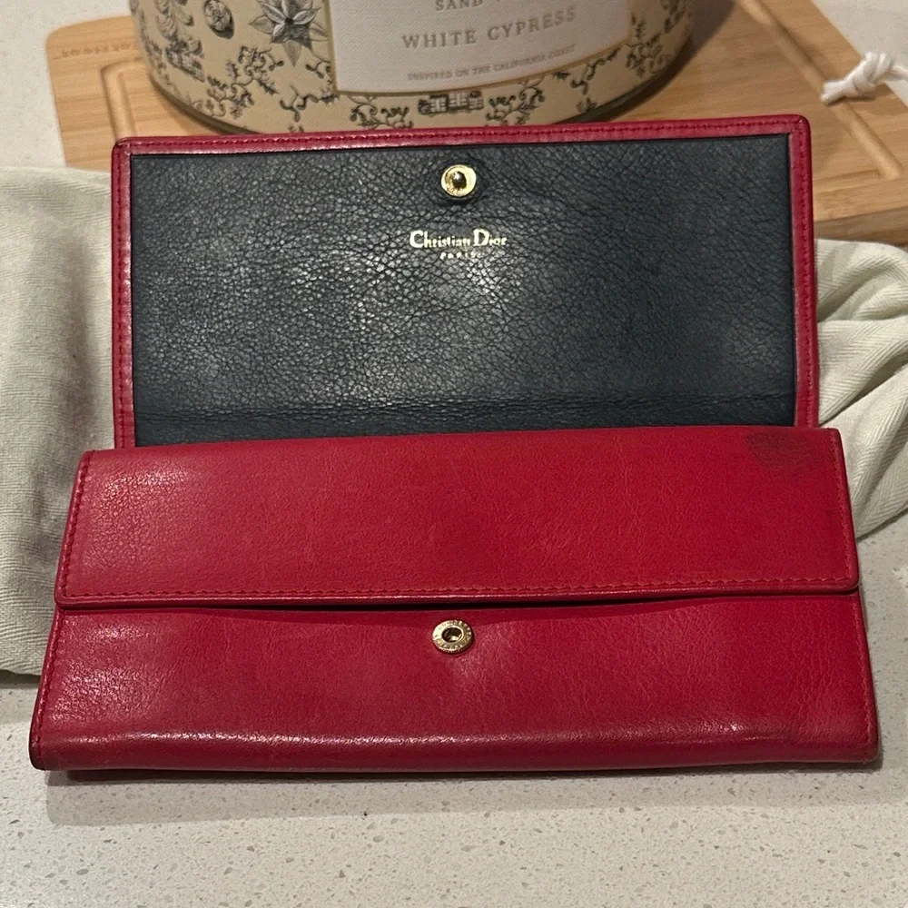 Dior Red Leather Women's Wallet